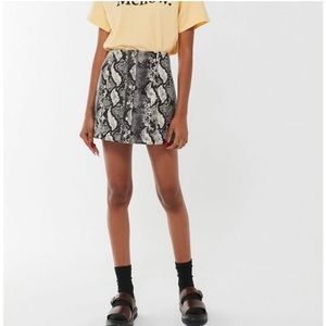 Snakeskin mini skirt